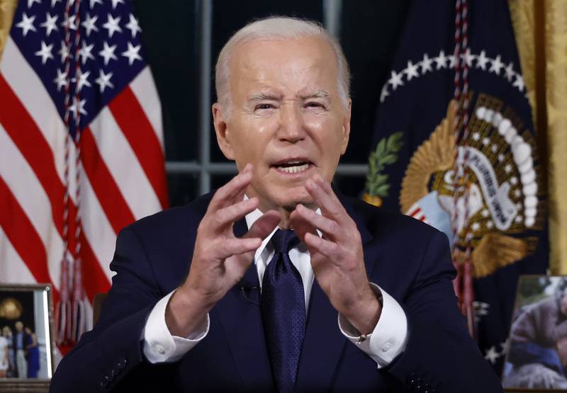 President Joe Biden speaks from the Oval Office of the White House Thursday, Oct. 19, 2023, in Washington, about the war in Israel and Ukraine.