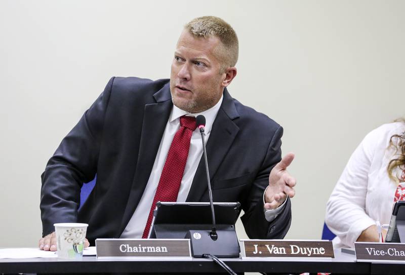 Joe VanDuyne addresses the Will County Board's Public Works and Transportation Committee on Thursday, Sept. 5, 2019, during a debate on implementing a county-wide 4 to 8 cent gas tax.