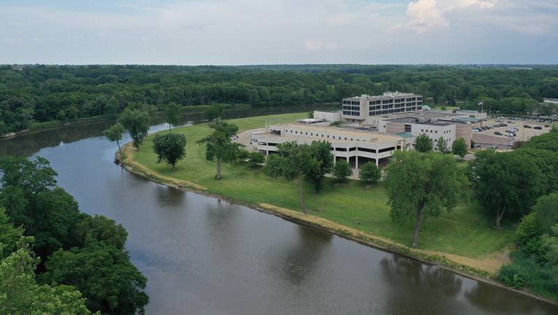 An aerial view of OSF St. Elizabeth Hospital on Thursday, June 13, 2024 in Ottawa.