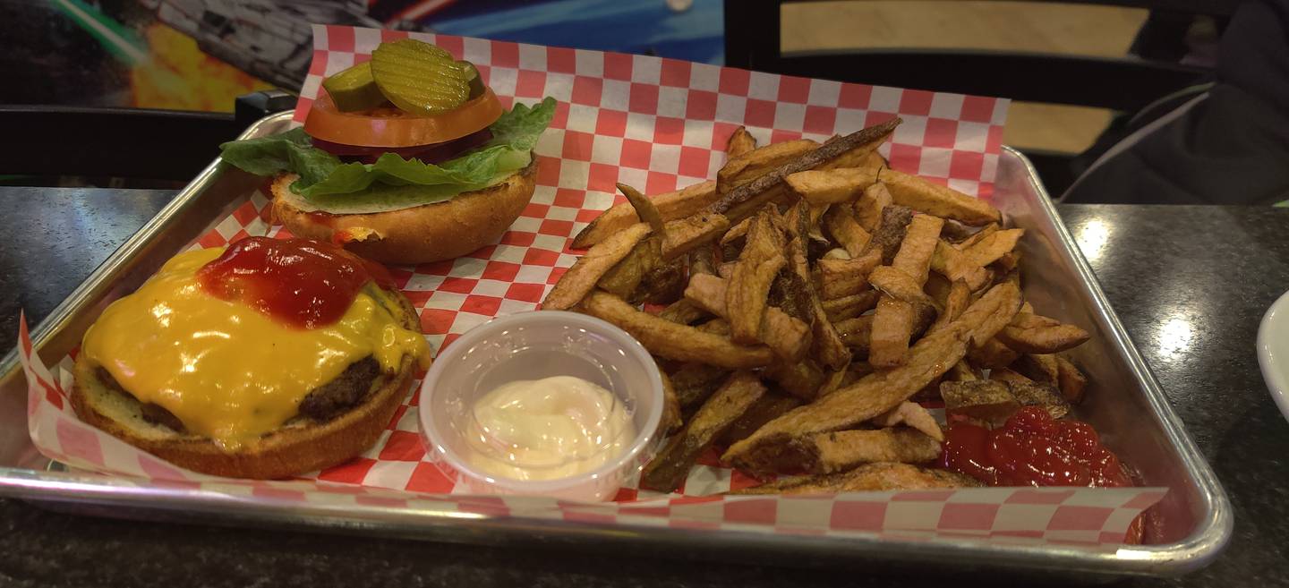 The kids burger at Hometown Sports Bar and Grill in downtown DeKalb.