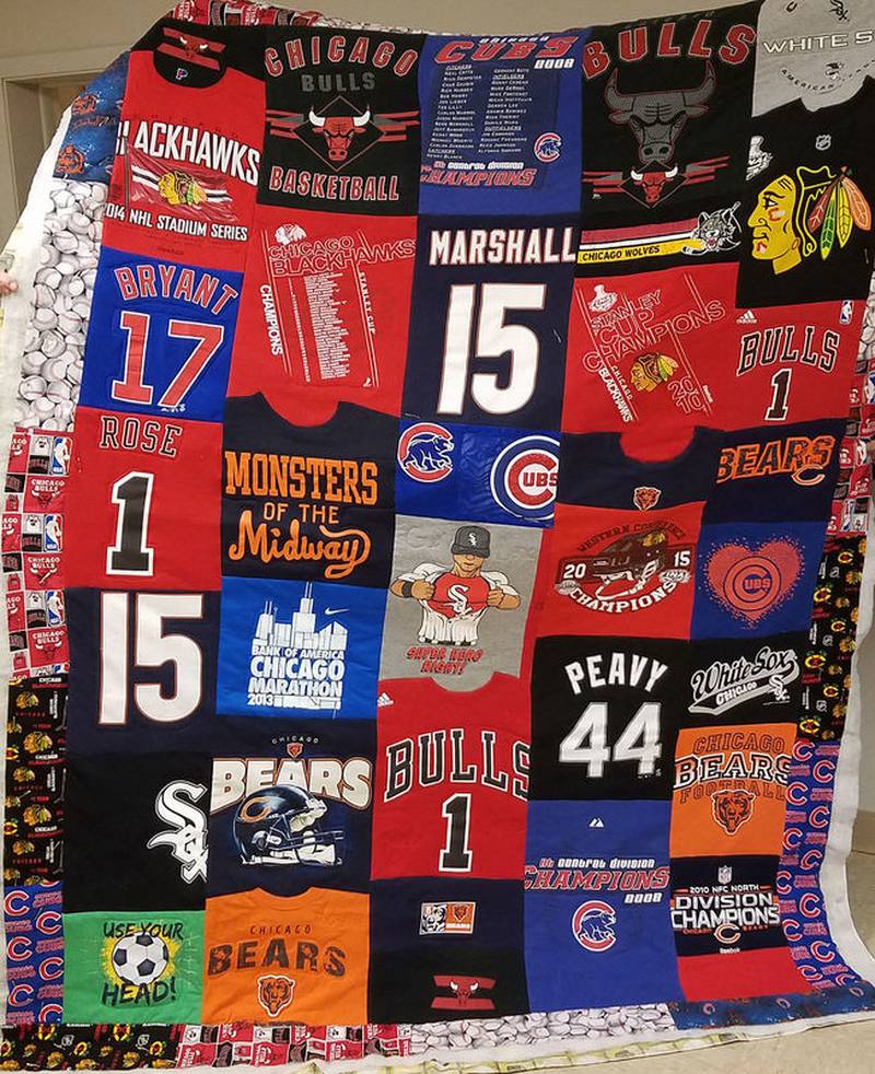 The Fair City Quilt Guild will have this raffle quilt on display at the Holiday Craft Show and the Festival of Trees Saturday, Dec. 3, and Sunday, Dec. 4, at Timber Creek Inn and Suites. Raffle tickets will be available for purchase. The quilt, quilted by members, features T- shirts of Chicago area sports teams.