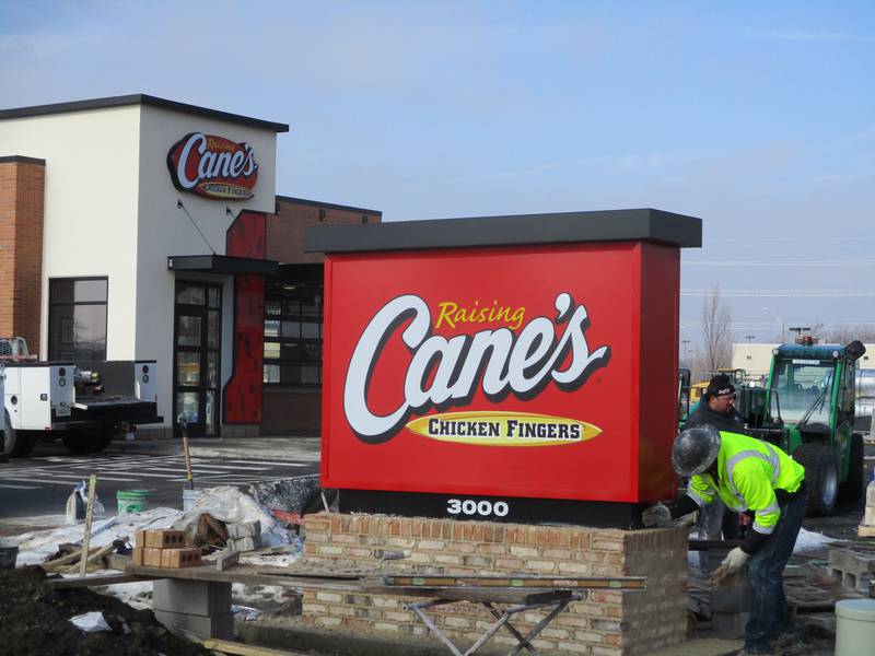 Construction crews on Monday, Feb. 21, 2022 were getting the new Raising Cane's Chicken Fingers at 3000 Plainfield Road in Joliet ready for a March 8 opening.