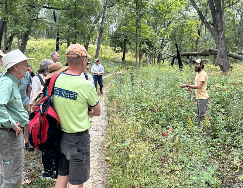 A "Prairie Meets Savanna" guided nature hike was one of the hikes offered at the Nachusa Grasslands on Saturday, Sept. 20, 2025, during Autumn on the Prairie.