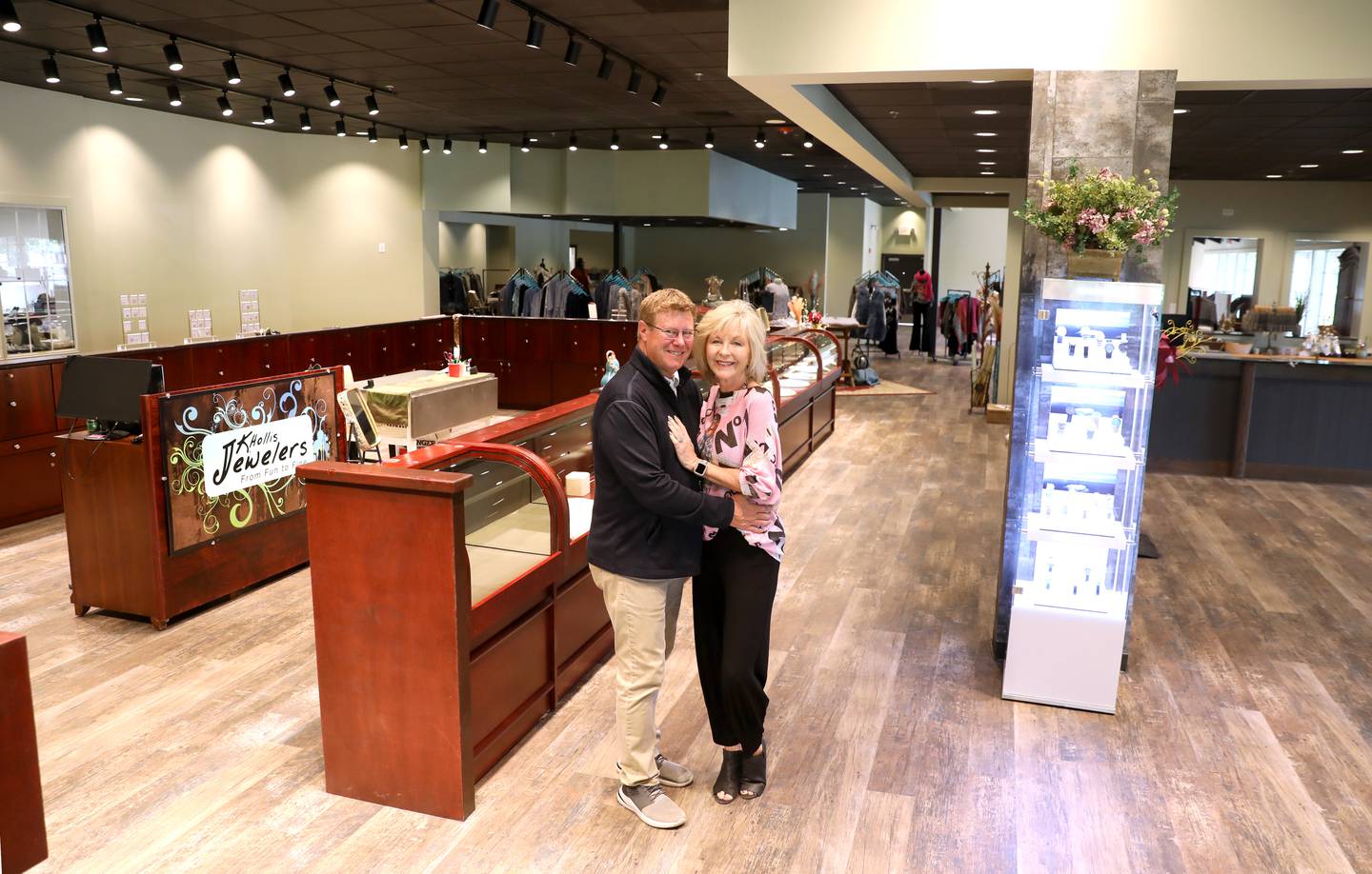 K. Hollis Jewelers owners Karen and Rob Hollis have expanded in the former Pal Joey's restaurant location on Randall Road in Batavia. The store had been located across the street in the Shoppes At Windmill Place shopping center since 2005. The new and bigger location will feature a women's boutique along with an expanded wine bar and event space.