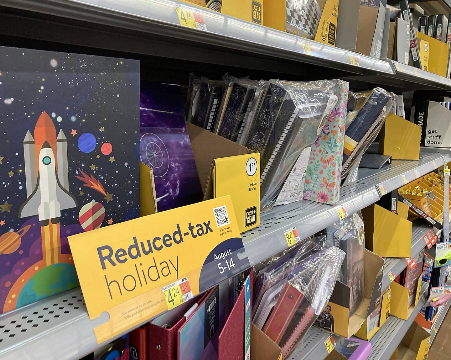 School supplies for sale on Monday, August 8, 2022, at Walmart in Woodstock during the school supplies sale tax holiday. The sales tax holiday on eligible school supplies runs through August 14.