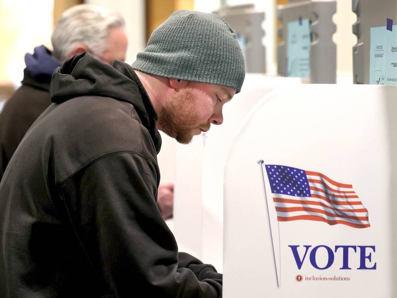 Joe Shippy, from DeKalb, votes in the primary election in this Shaw Local file photo on Tuesday, March 19, 2024, in the polling place at Westminster Presbyterian Church in DeKalb.