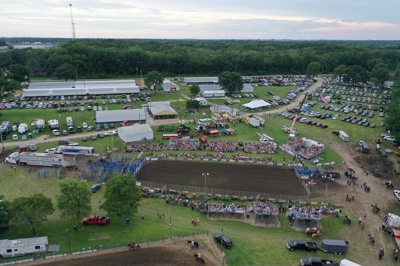 A large crowd attends the Broken Horn Rodeo at the La Salle County 4-H Show and Junior Fair on Friday, July 14, 2023 in Ottawa.