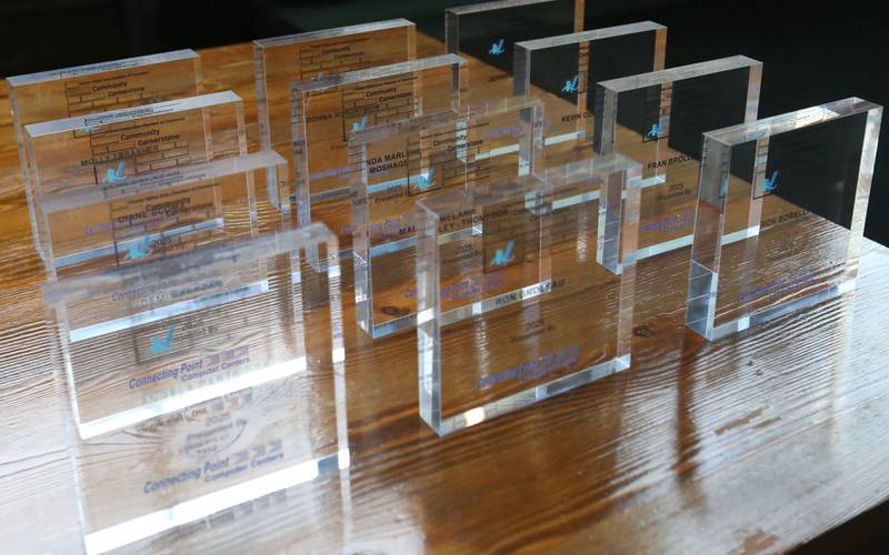A view of the Cornerstone awards during the Illinois Valley Chamber of Commerce Champions of Change Awards Night on Wednesday, May 6, 2026 at the Westclox Event Center in Peru.