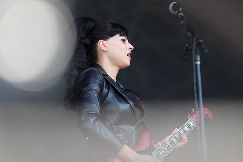 Olivia Jeans performs on the Roots Stage on day one of Riot Fest, Friday, Sept. 15, in Chicago.