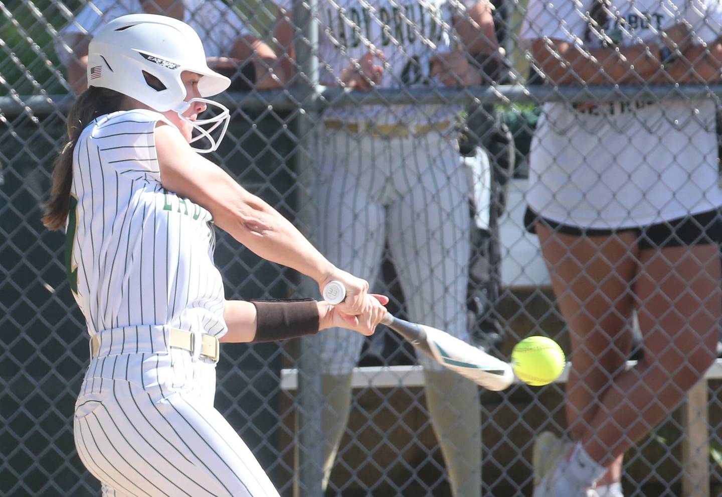 St. Bede's Ella Hermes smacks a base hit against Seneca on Tuesday, May 7, 2024 at St. Bede Academy.