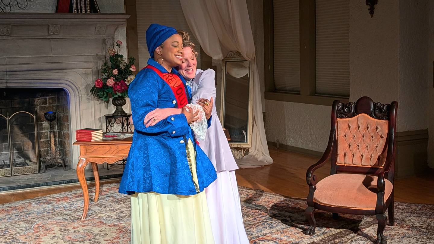 Amber Cartwright (from left) with Jennifer Reeves Wilson in "The Revolutionists" by Janus Theatre Company in 2024.