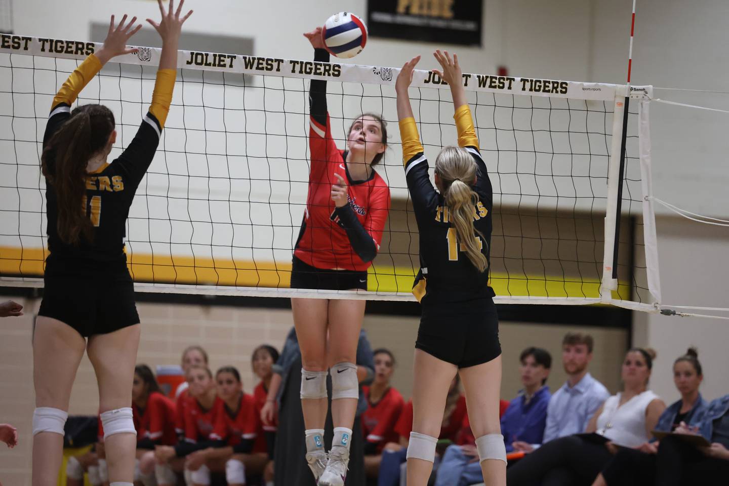 Bolingbrook’s Madison Shroba hits a shot against Joliet West. Tuesday, Aug. 23, 2022, in Joliet.