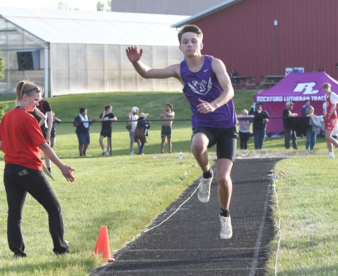 Dixon's Deaglan Taylor competes in the triple jump at the Big Northern Conference Meet at Stillman Valley on Thursday, May 14, 2026.