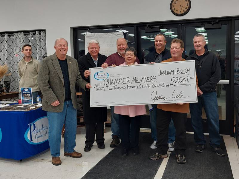 Princeton Area Chamber of Commerce Building Improvement Grant recipients pose Thursday, Jan. 18, 2024, during a Business After Hours at the Princeton Closet.