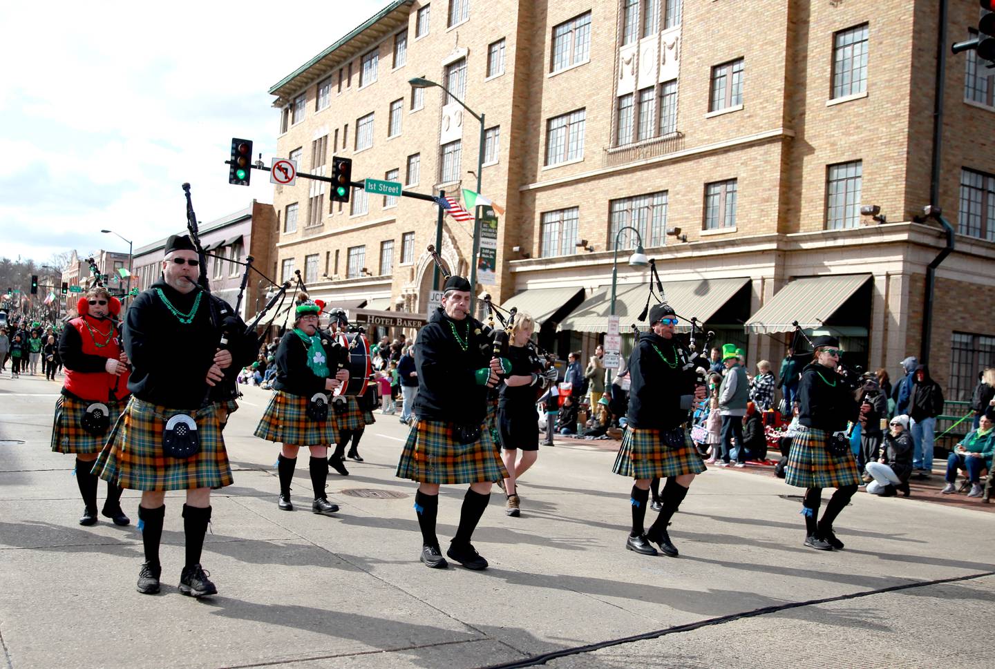 The Dundee Scottish Pipe Band performs during the St. Charles St. Patrick's Parade on Saturday, March 9, 2024.