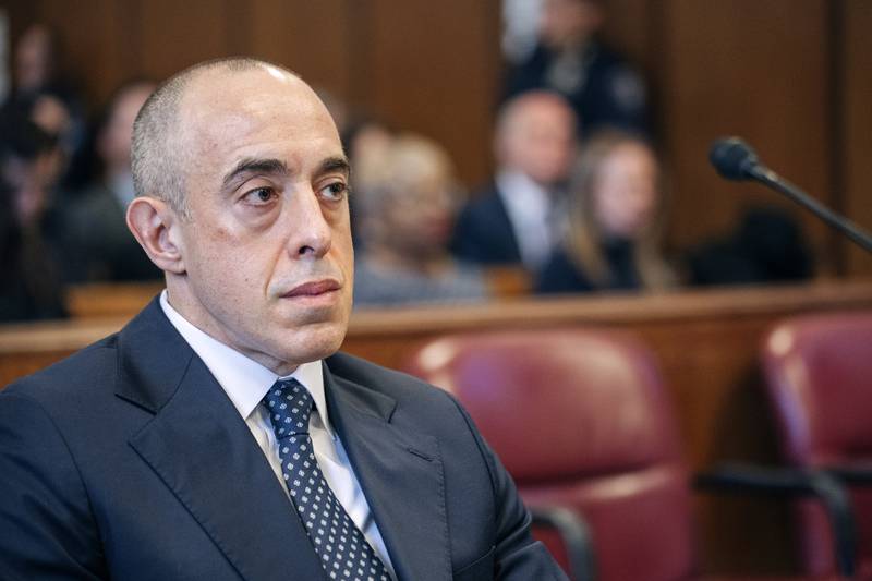 FILE  - Emil Bove, attorney for former US President Donald Trump, sits Manhattan criminal court during Trump's sentencing in the hush money case in New York, Jan. 10, 2025. (Jeenah Moon/Pool Photo via AP, file)
