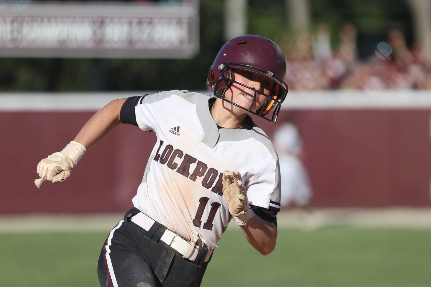 Lockport’s Addison Foster rounds third to score against Andrew in the Class 4A Lockport Regional Championship on Friday, May 26, 2023, in Lockport.