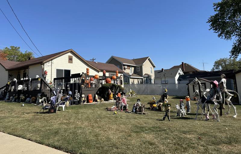 A view of Halloween decorations on the corner of Church and 3rd Street Thursday, Oct. 17, 2024 in Peru.