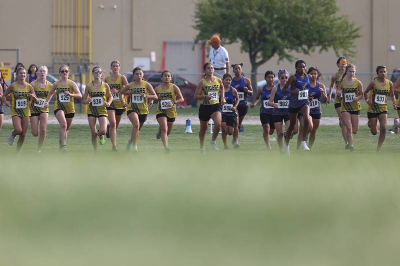 Joliet West and Joliet Central runners take off in the Joliet West Cross Country Dual Meet on Monday, Aug. 28, 2023 in Joliet.