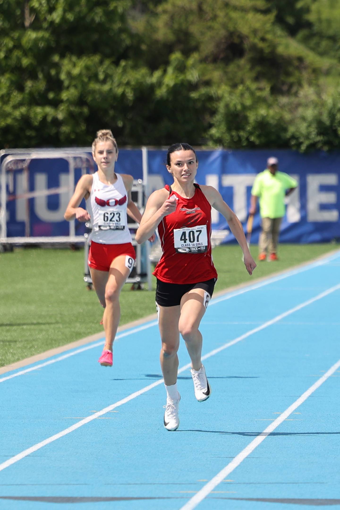 Henry-Senachwine’s Daniella Bumber finishes in third place the 400 m dash during the IHSA Class 1A Girls Track & Field State Finals on Saturday, May 24, 2025.