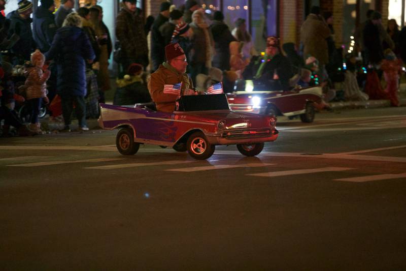 West Suburban Shrine Club roaring 57's participate in the Frosty & Friends Parade at the Holly Days Winter Festival on Saturday, Dec. 3,2022 in Westmont.