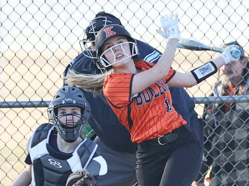 Kewanee's Hanna Tiska her first home run of the year in the Boiler Girls 14-2 win over Marquette Tuesday.