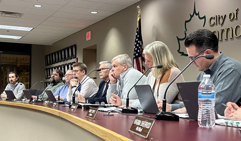 Members of Sycamore's City Council, Mayor Steve Braser, city Clerk Mary Kalk and city attorney Keith Foster attend Dec. 19's Sycamore City Council meeting.