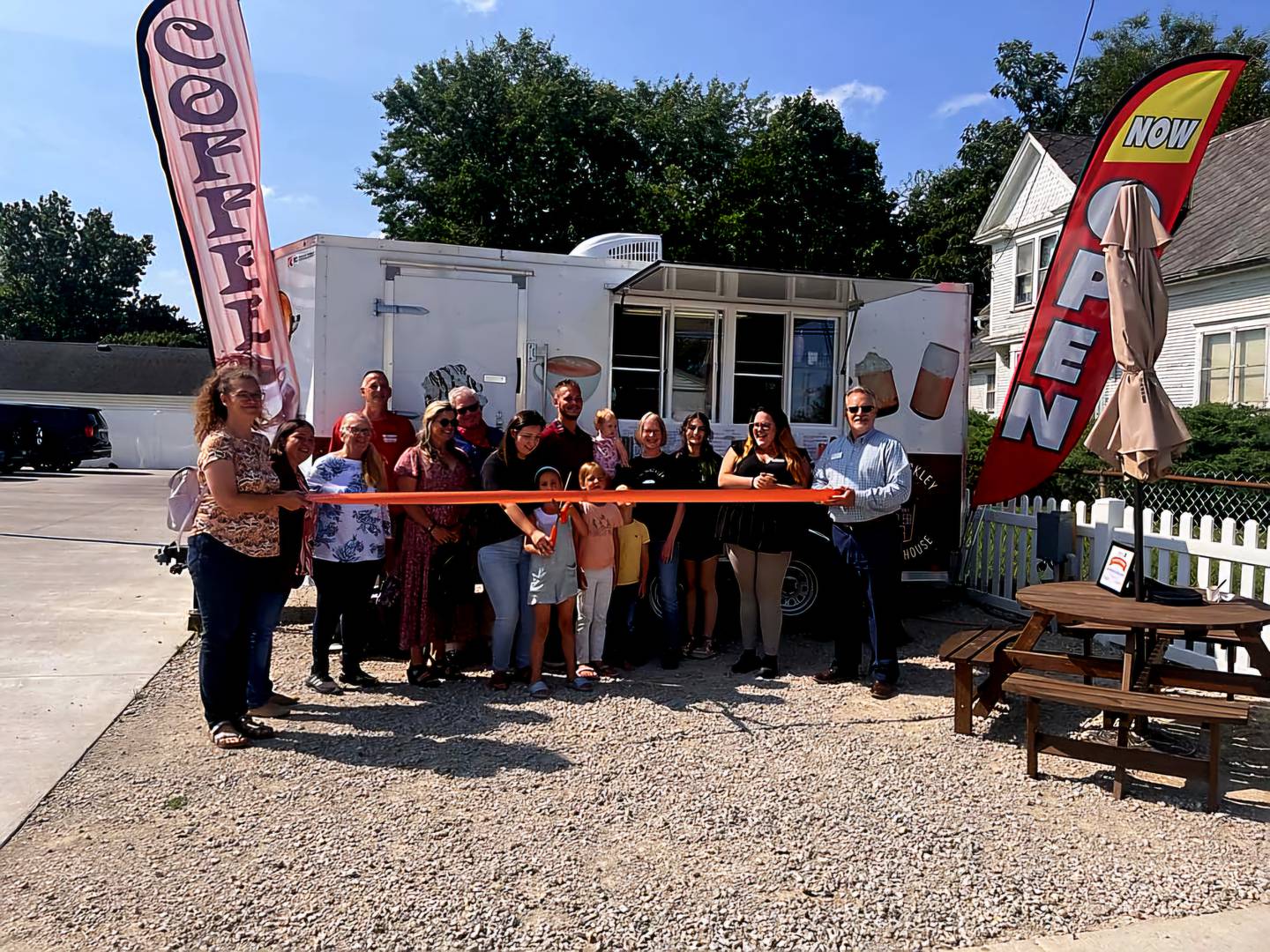 The Sandwich Area Chamber of Commerce holds a ribbon cutting ceremony for The Hinckley Coffee House, which opened in the spring of 2024 at 320 W. Church St. in Sandwich.