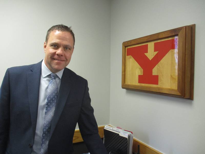 Yorkville School District Y115 Superintendent Tim Shimp in his office on Nov. 21, 2022.