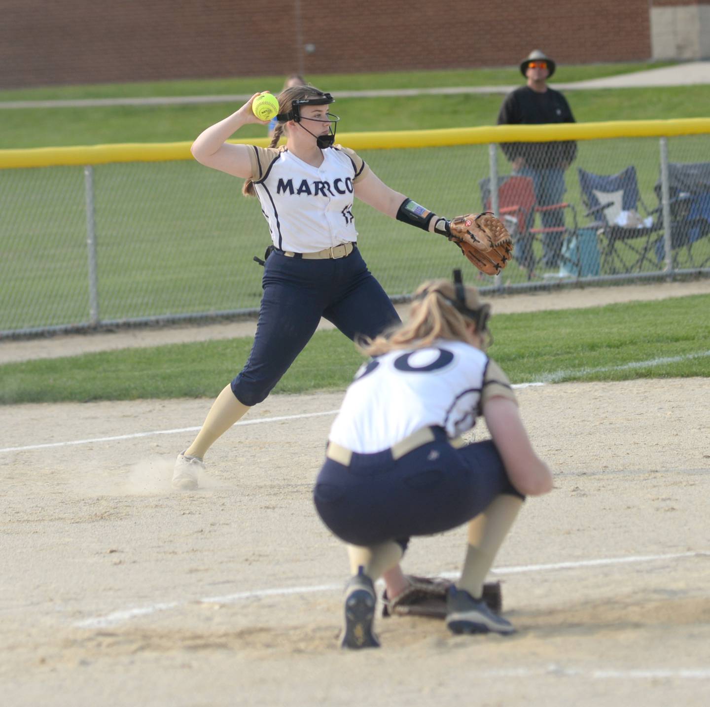 Polo third baseman Courtney Bushman throws to second against Durand at the 1A Forreston regional on Wednesday, May 17.