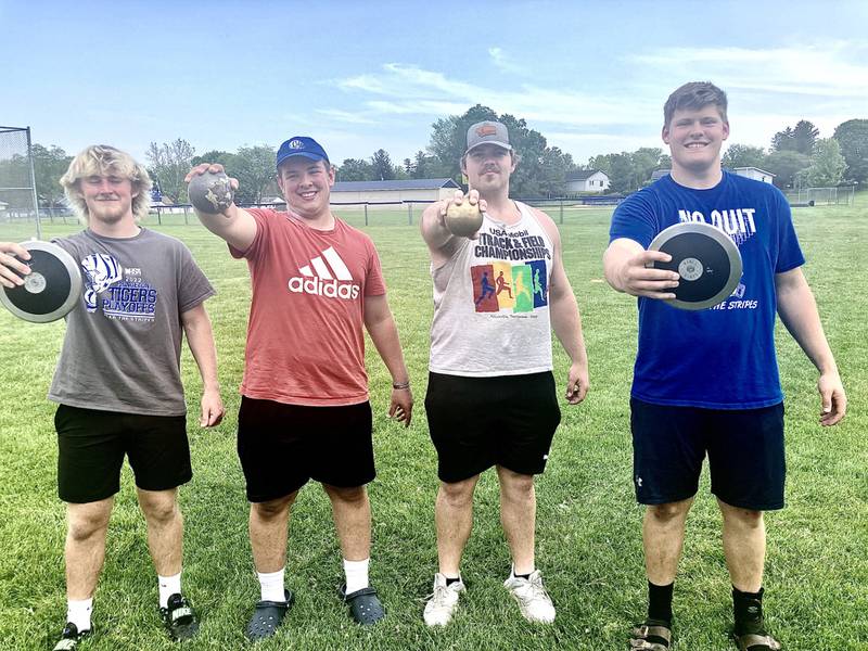 The Princeton Tigers will be throwing their weight around at State with four throwers for the first time with Ian Morris (from left), Cade Odell, Payne Miller and Bennett Williams.