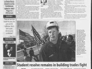 Historical covers for April 2: Student resolve remains in building trades fight