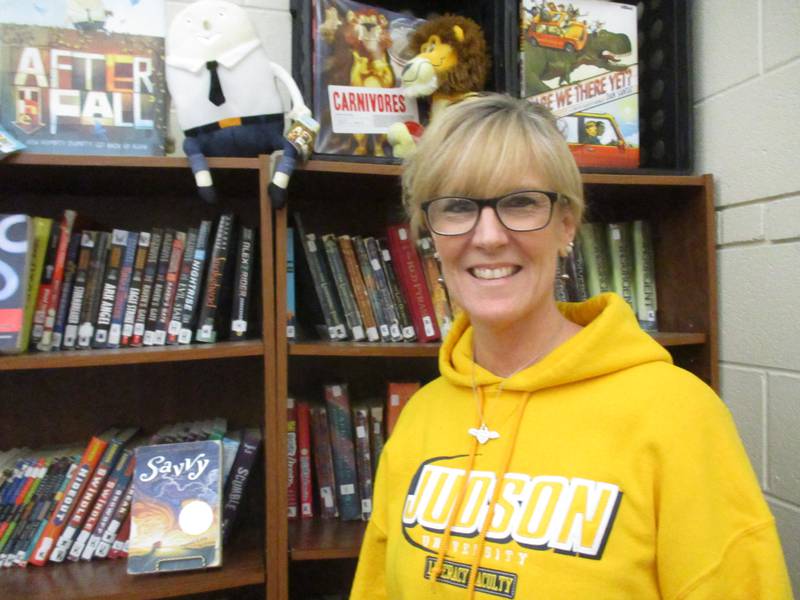 Bednarcik Junior High School sixth-grade language arts teacher Heather Kraus has a classroom packed full of books.
