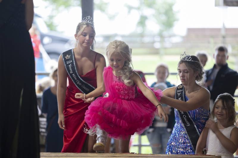 Wrenly Pedersen, 5, competes in the Little Miss Ogle County pageant, Thursday, July 30, 2025, at the Ogle County Fairgrounds.