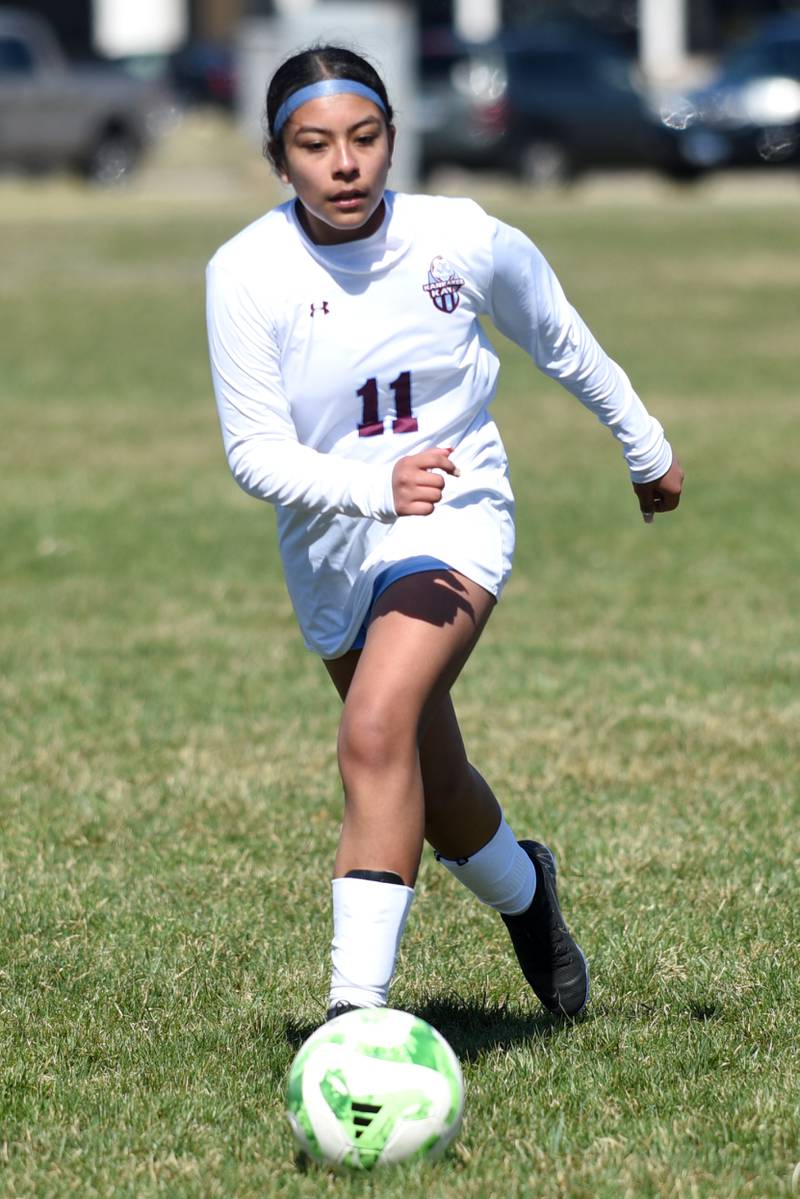 Kankakee's Jasmine Torres dribbles during Saturday's All-City game at Bishop McNamara Saturday, March 22, 2025.