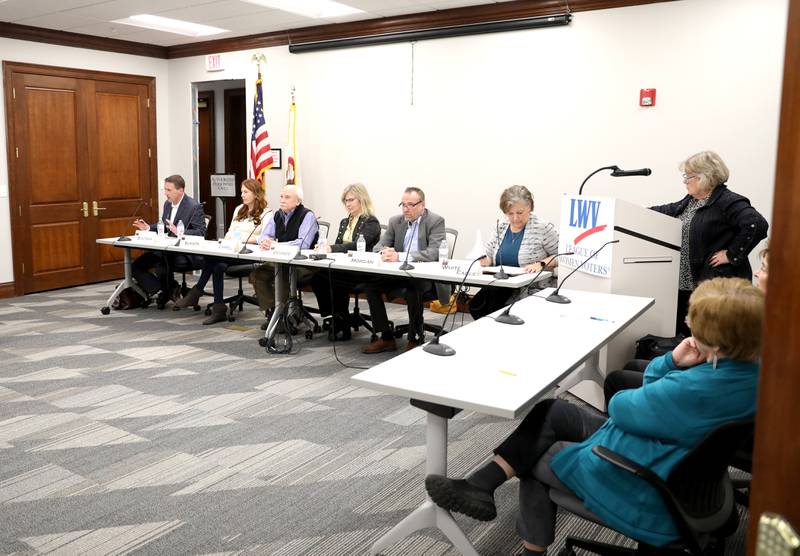Campton Hills trustee candidates participated in a candidates’ forum hosted by the League of Women Voters at the Campton Hills Village Hall on Thursday, March 2, 2023.