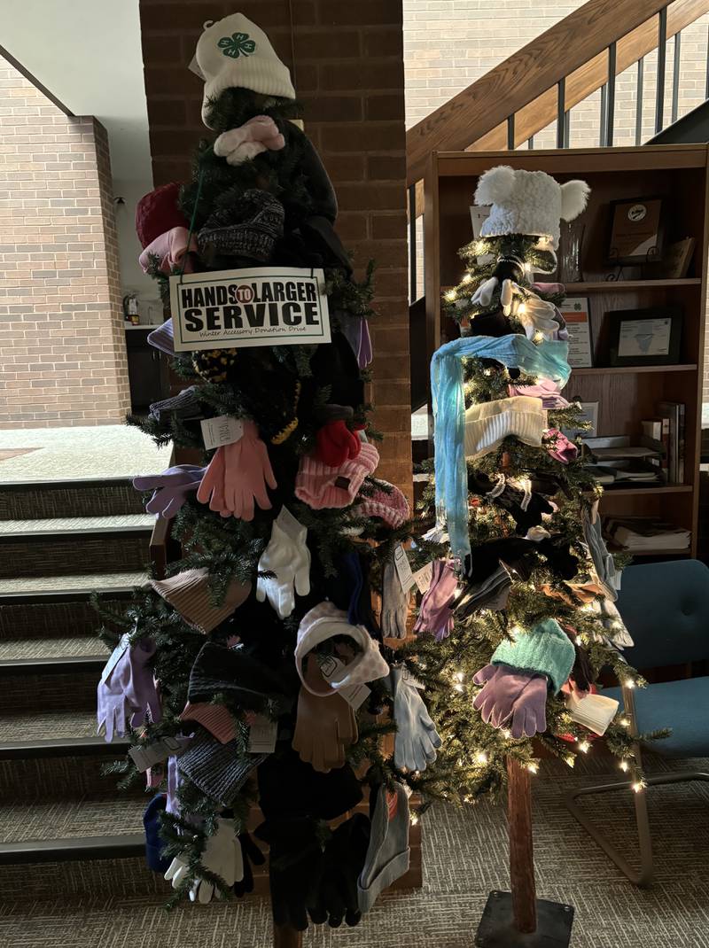 The Hands to Larger Service winter accessory donation tree is located at University of Illinois Extension, 850 Thompson St., Princeton.