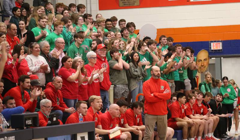 L-P super fans cheer on the Cavaliers as they play Metamora in the Class 3A Sectional on Tuesday, Feb. 27, 2024 at Pontiac High School.
