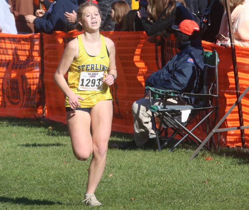 Sterling's Lainey Block competes in the Class 2A State Cross Country race on Saturday, Nov. 4, 2023 at Detweiller Park in Peoria.