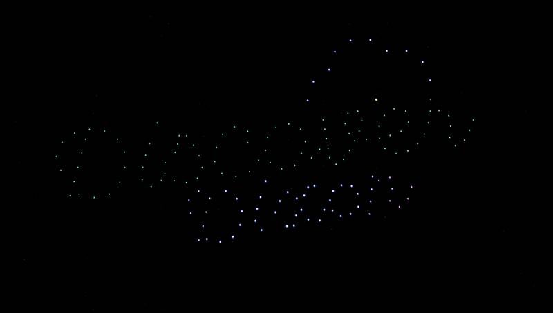 Discover Dixon lights up the sky as the Drone Light Show begins at Venetian Night. Venetian Night in Dixon featured magicians, street performers, face painting, a spaghetti eating contest, mini boat races, a drone light show and more. The Discover Dixon event was held along the riverfront in Dixon on Aug. 9, 2025.