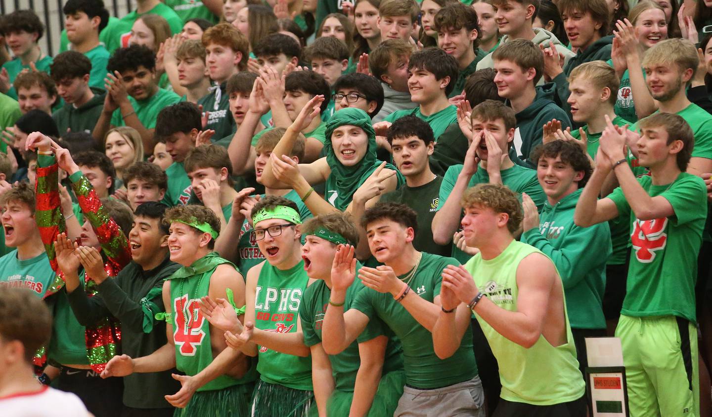 L-P superfans cheer on the Cavaliers as they play Streator during the Class 3A Regional title game on Friday, Feb. 28, 2025 in Sellett Gymnasium at L-P High School.