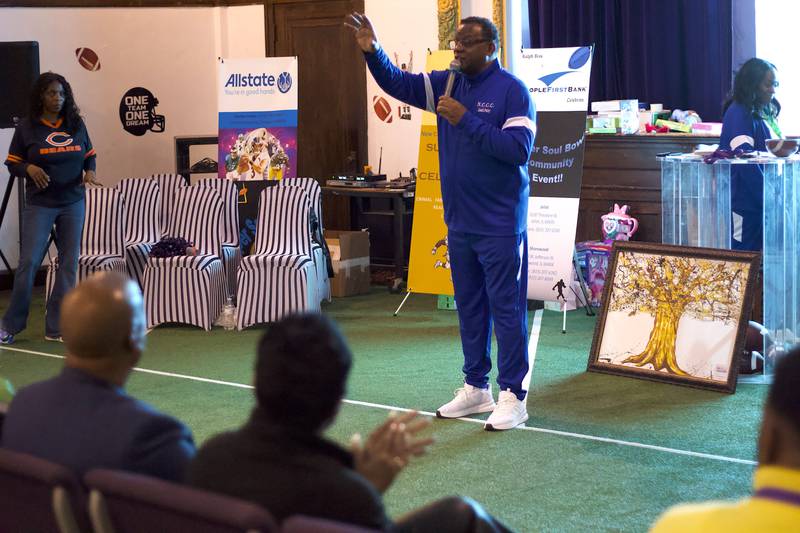 Lonnie Posley, pastor of New Canaan Christian Church, at the Super Soul Bowl Sunday community event on Sunday, Feb. 8, 2026, at the church on 225 E. Clinton St., Joliet.
