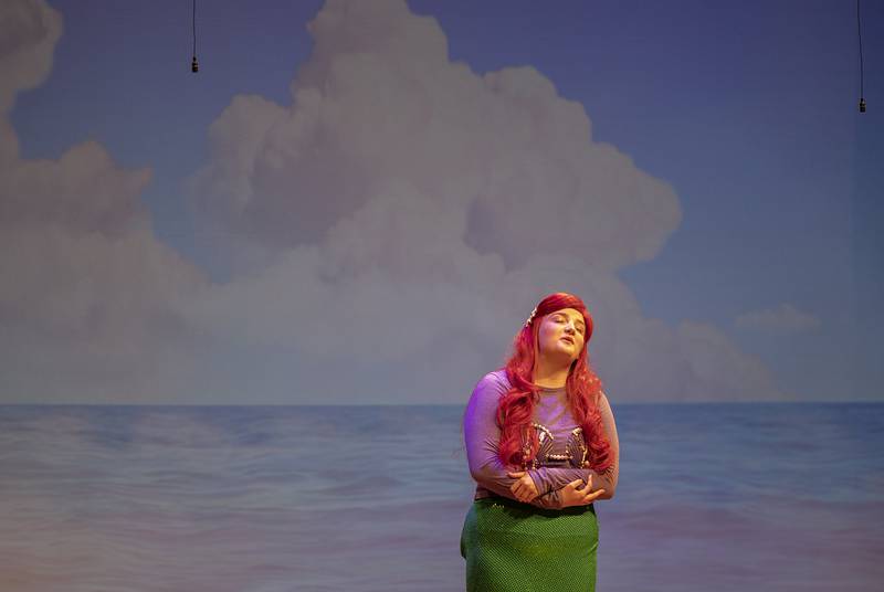 Paige Lower, playing Ariel in Fulton High School’s “The Little Mermaid,” opens the weekend show Friday, April 26, 2024.