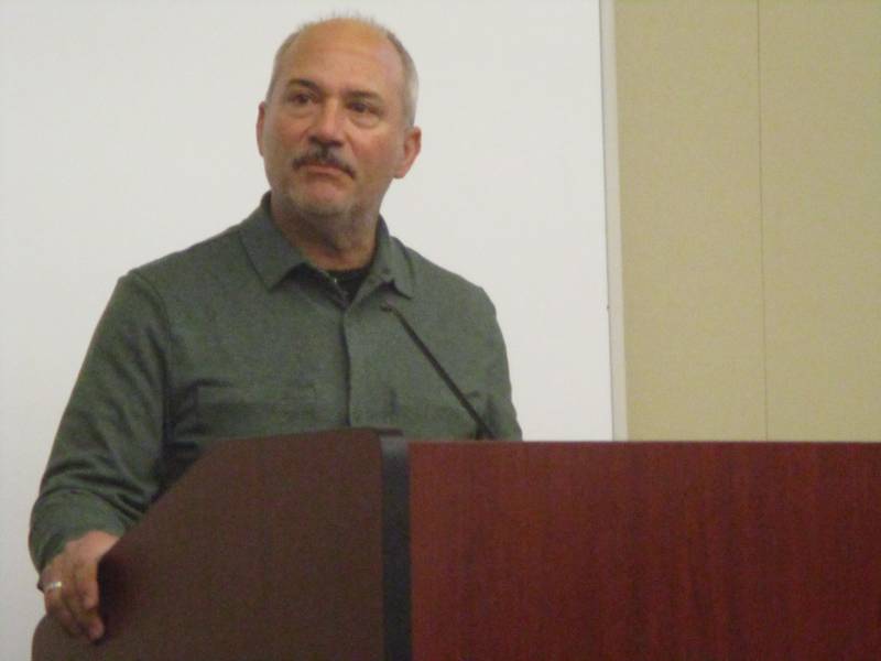 Plainfield Mayor John Argoudelis shares his memories of the 1990 tornado during the "When Seconds Matter" workshop on Saturday. March 22, 2025
