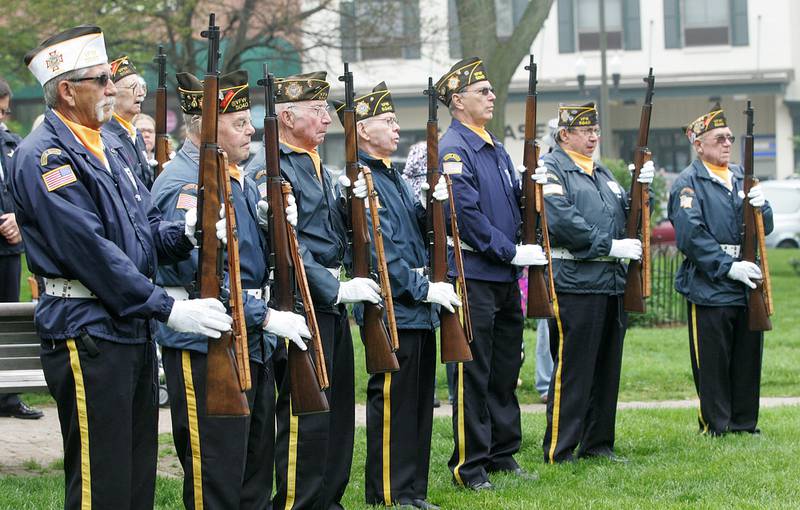 The VFW 5040 color guard before the start of the Woodstock Memorial Day parade at 
Woodstock Square Monday, May 27, 2013.