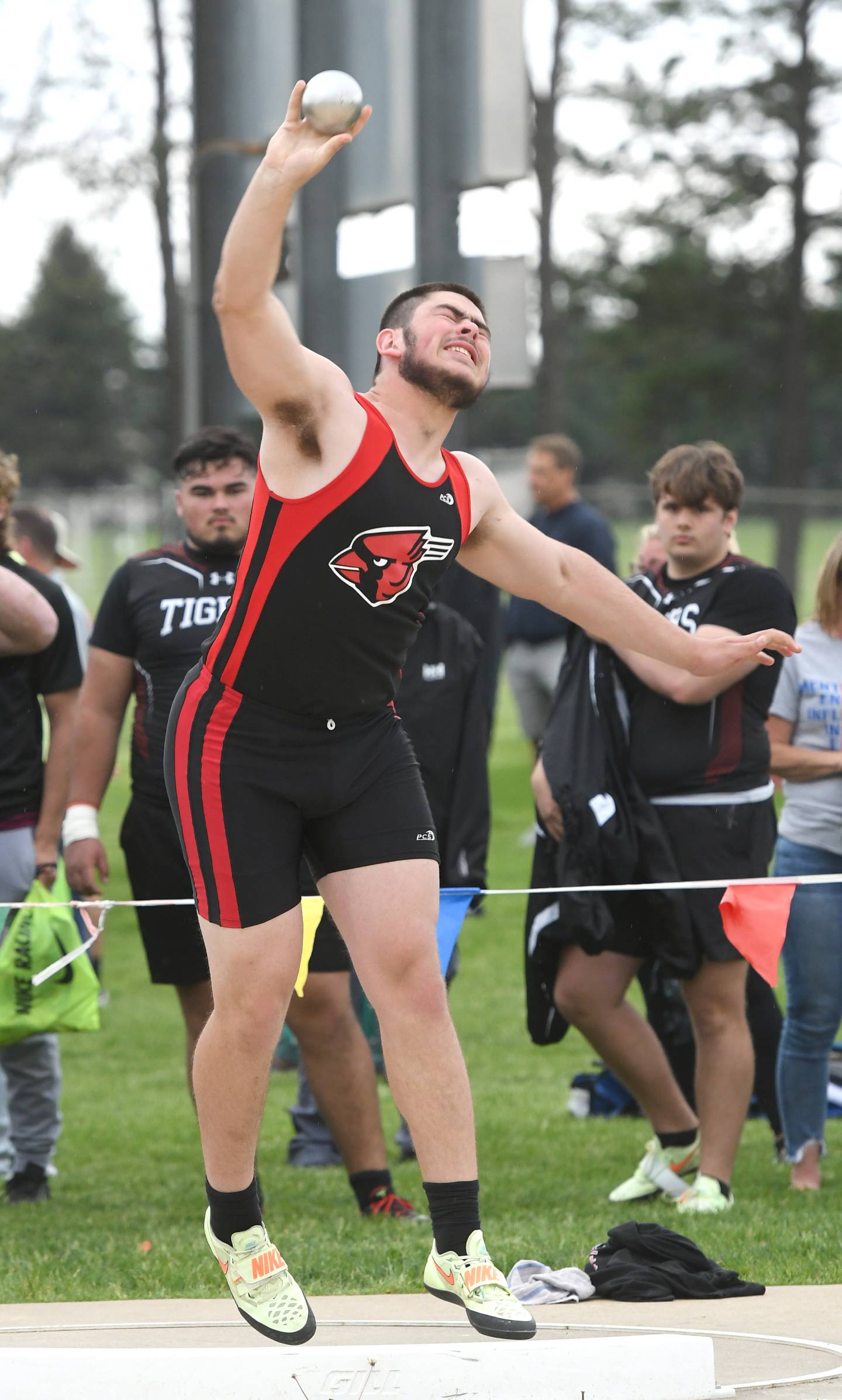 Forreston-Polo's Johnny Kobler throws the shot at the 1A Oregon Sectional on Friday.
