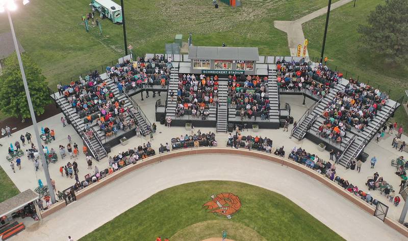 Fans attend the Illinois Valley Pistol Shrimp home opener on Friday, May 30, 2025 at Schweickert Stadium in Peru.