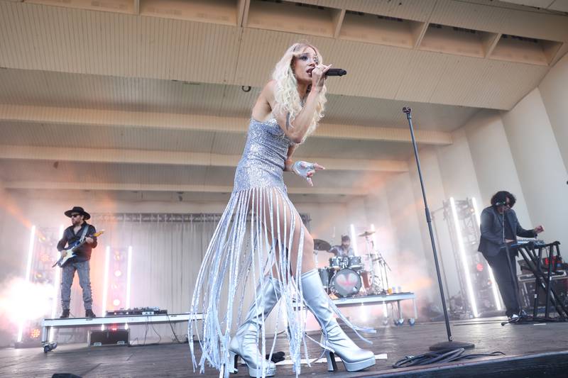Michelle Joy of Cannons performs at Lollapalooza on Saturday, Aug. 3, 2024 in Chicago.