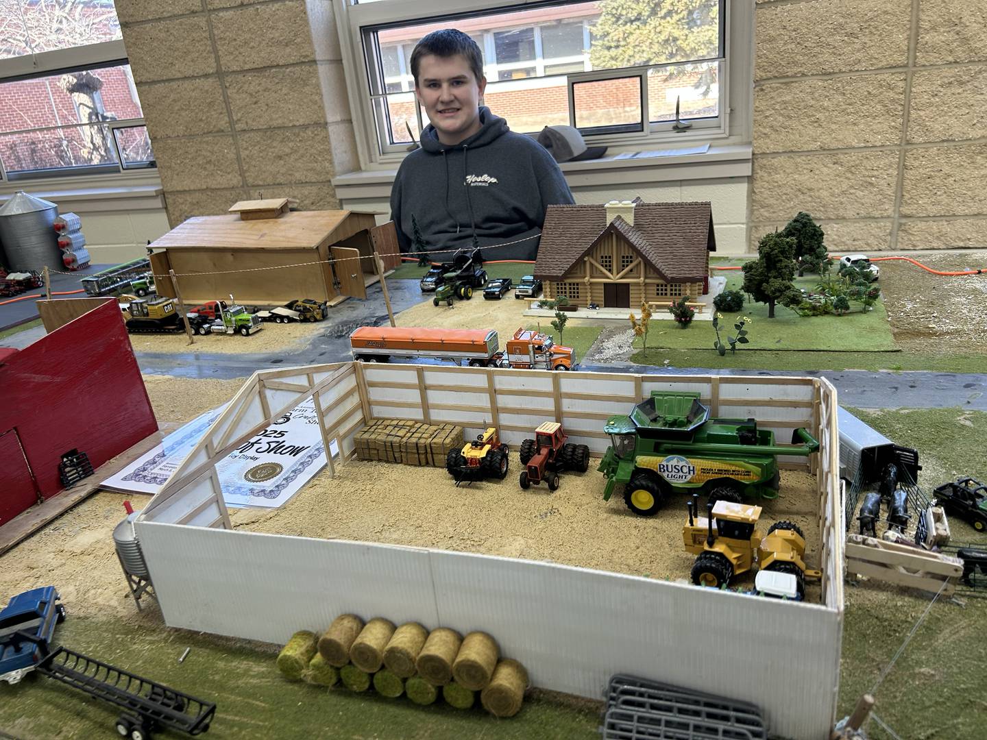 Dillyn Heslop, 14, of Leaf River, took home the Best of Show for his farm toy display competition at the Forreston FFA Alumni's Farm Toy and Craft Show on Saturday, March 8, 2025. “Hopefully this will be my future farm,” said Heslop.