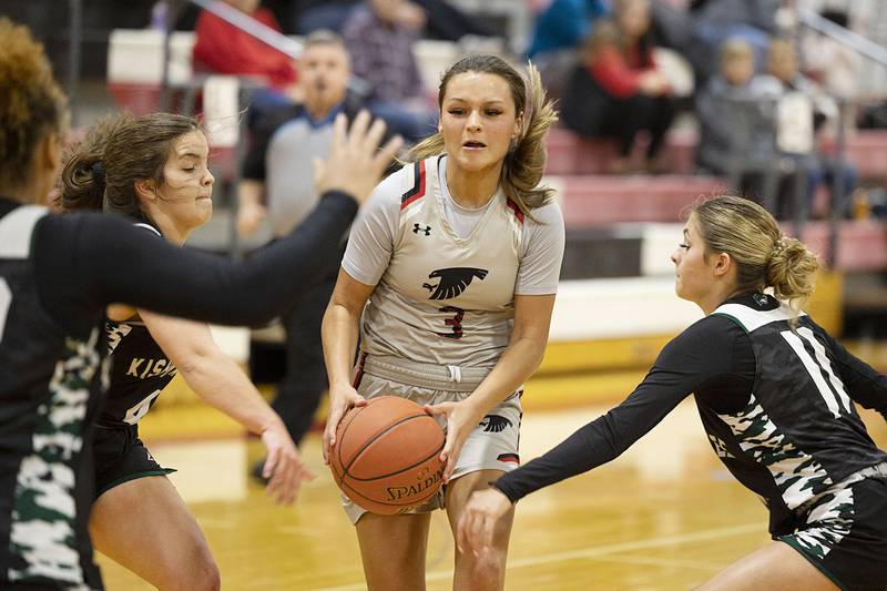 Sauk Valley’s Hailey Walters drives the lans against Kishwaukee Thursday, Jan. 12, 2023.